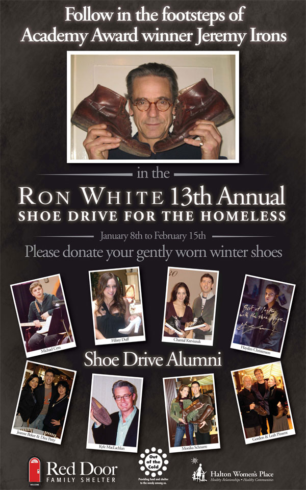 Jeremy Irons donates shoes to Ron White Shoe Drive